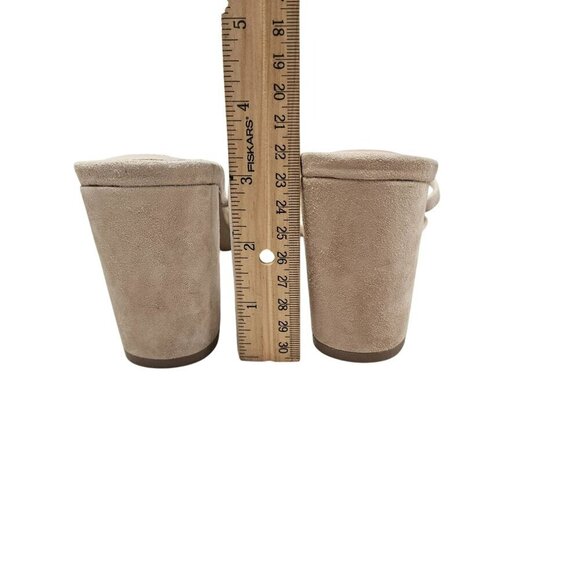 Aqua Adele Beige Suede Open Toe Strappy Block Heel Slip On Never Worn Neutral - Picture 6 of 12